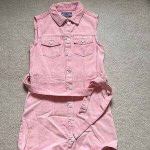 Signature Pink Button-Up Denim Dress